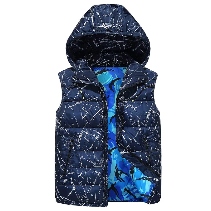 Navy Blue Vest 4XL-10XL размера плюс зимний теплый хлопковый жилет мужские толстовки без рукавов куртка повседневная Модная приталенная Рабочая жилетка 3ZWJ13 - Цвет: Navy Blue Vest