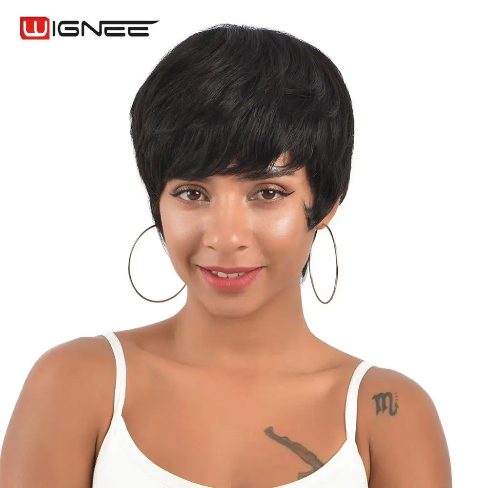 Wignee короткие человеческие волосы парики для женщин Боб Remy бразильские 150% высокой