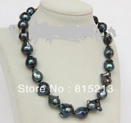 Ddh00677 17 5 &quot20 мм барокко черный Возрожденный жемчуг Keshi ожерелье|pearl necklace|keshi pearl