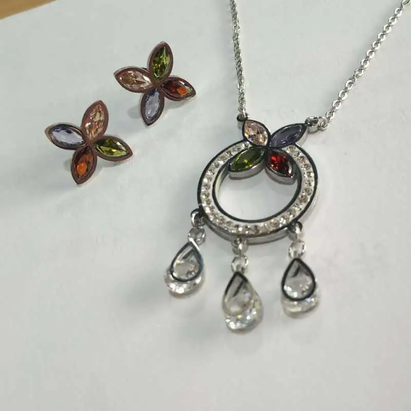 steel colour OUFEI, ювелирные наборы из нержавеющей стали Fifts для женщин, Vogue, ожерелье, серьги, набор, хорошее ювелирное изделие, аксессуары - Окраска металла: steel colour