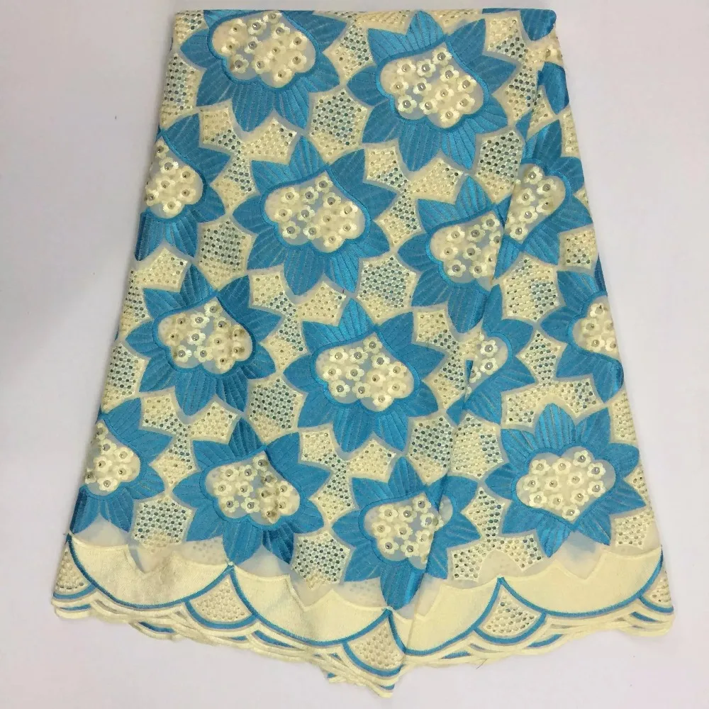 Big African Swiss Voile Lace High Quality Eyelet Cotton Material Latest Fabric With Stones | Дом и сад