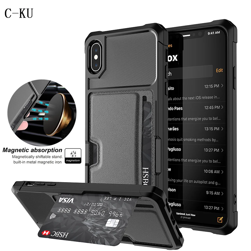 Роскошный силиконовый кожаный чехол кошелек с отделением для карт Apple IPhone X Xr Xs Max 6