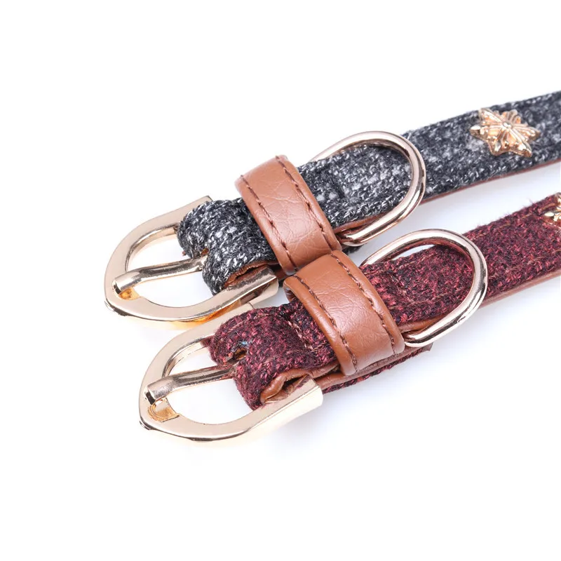 Ошейники для собак со снежинками из искусственной кожи прочные ошейники