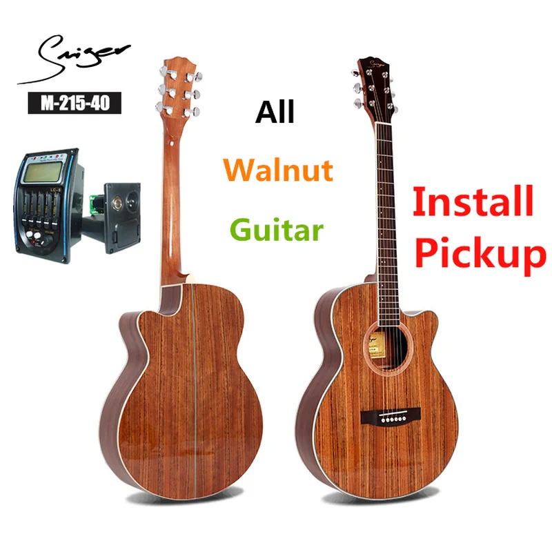 

Guitar All Walnut Acoustic Electric Steel-String 40 Inches A-Body Guitarra 6 Strings Folk Pop Cutaway Wood Color Guitars Pickup