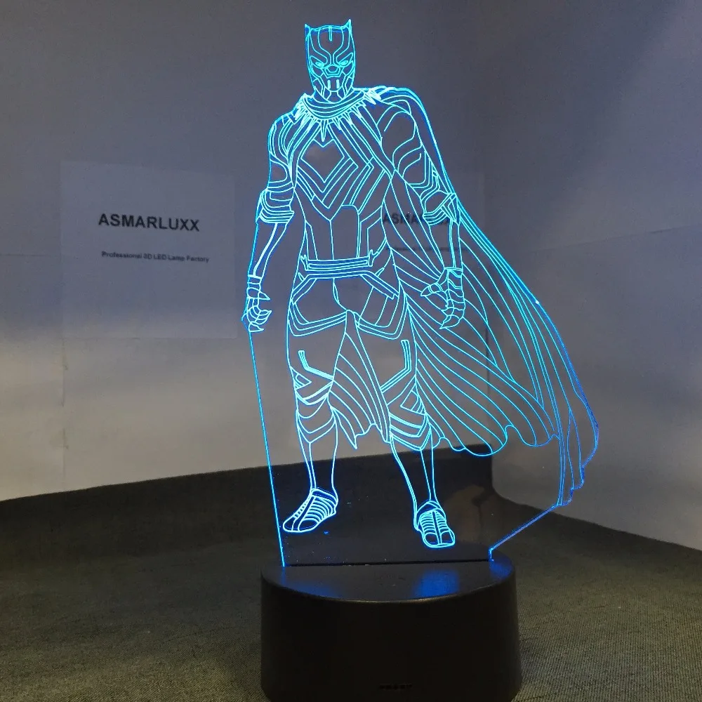 3D LED черный пантера ночной Светильник USB сенсорный светящийся супер герой Тор