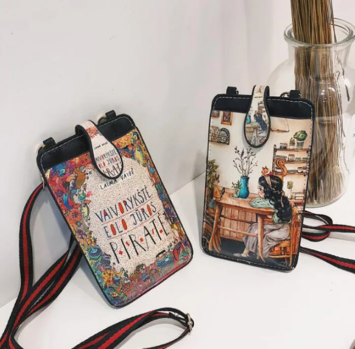 Милый мультфильм Для женщин PU Курьерские сумки Мини Женский на плечо телефон