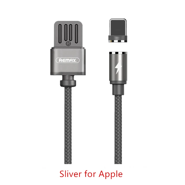 Sliver for Apple Remax Магнитный кабель для передачи данных 2.1A кабель для быстрой зарядки со светодиодный светильник для Xiaomi samsung huawei для iPhone 6 7 8 X XS - Цвет: Sliver for Apple