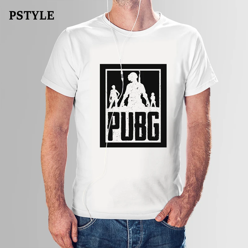 PUBG игровая Мужская футболка с рисунком короткий рукав летняя круглый вырез белая