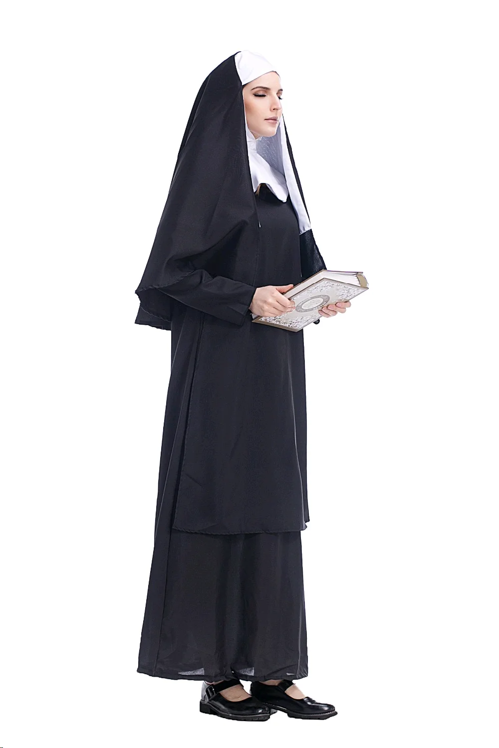 

Halloween Costumes The Virgin Mary Nun Costume Robe Clothing Headscarf Costumes Suit For Women Cosplay