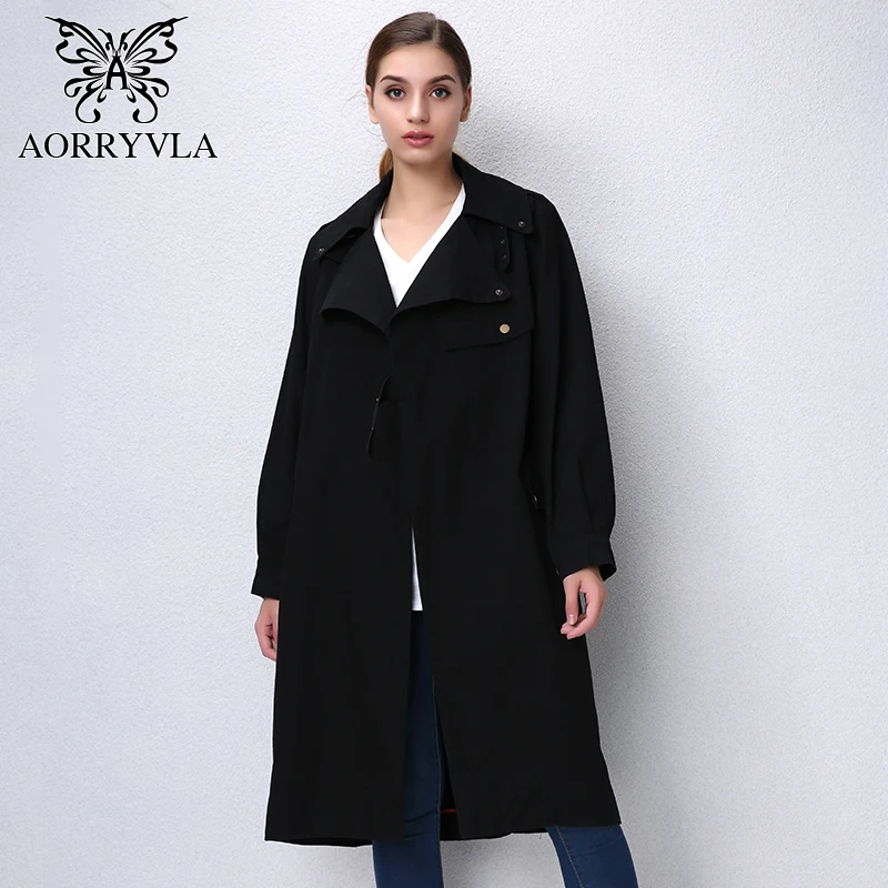 AORRYVLA новые женские повседневные плащ на осень 2017 хлопок Винтаж длинная свободная