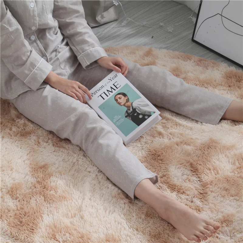 

Nordic ins round variegated tie-dye gradient carpet living room coffee table mat long hair washable bedroom rug New Arrivals
