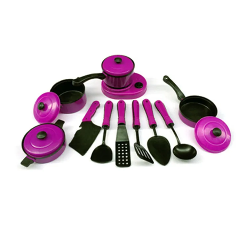 11pcs Purple Детский кухонный набор, ролевые игры, кухонные принадлежности, развивающие игрушки для детей, искусственная посуда, горшки для приготовления пищи, Детские сковороды - Цвет: 11pcs Purple