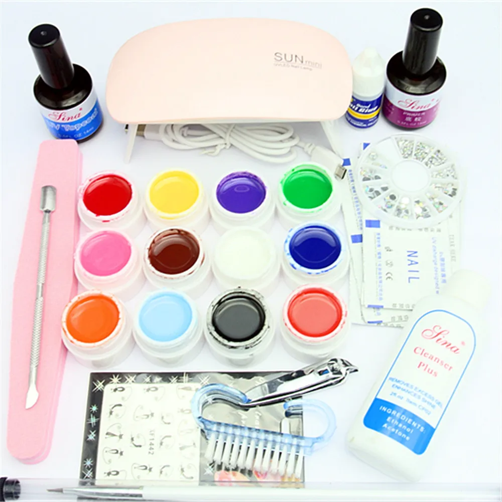 Фототерапия маникюрный набор для геля ногтей 34 шт. Гель-лак 6 Вт Sunmini УФ