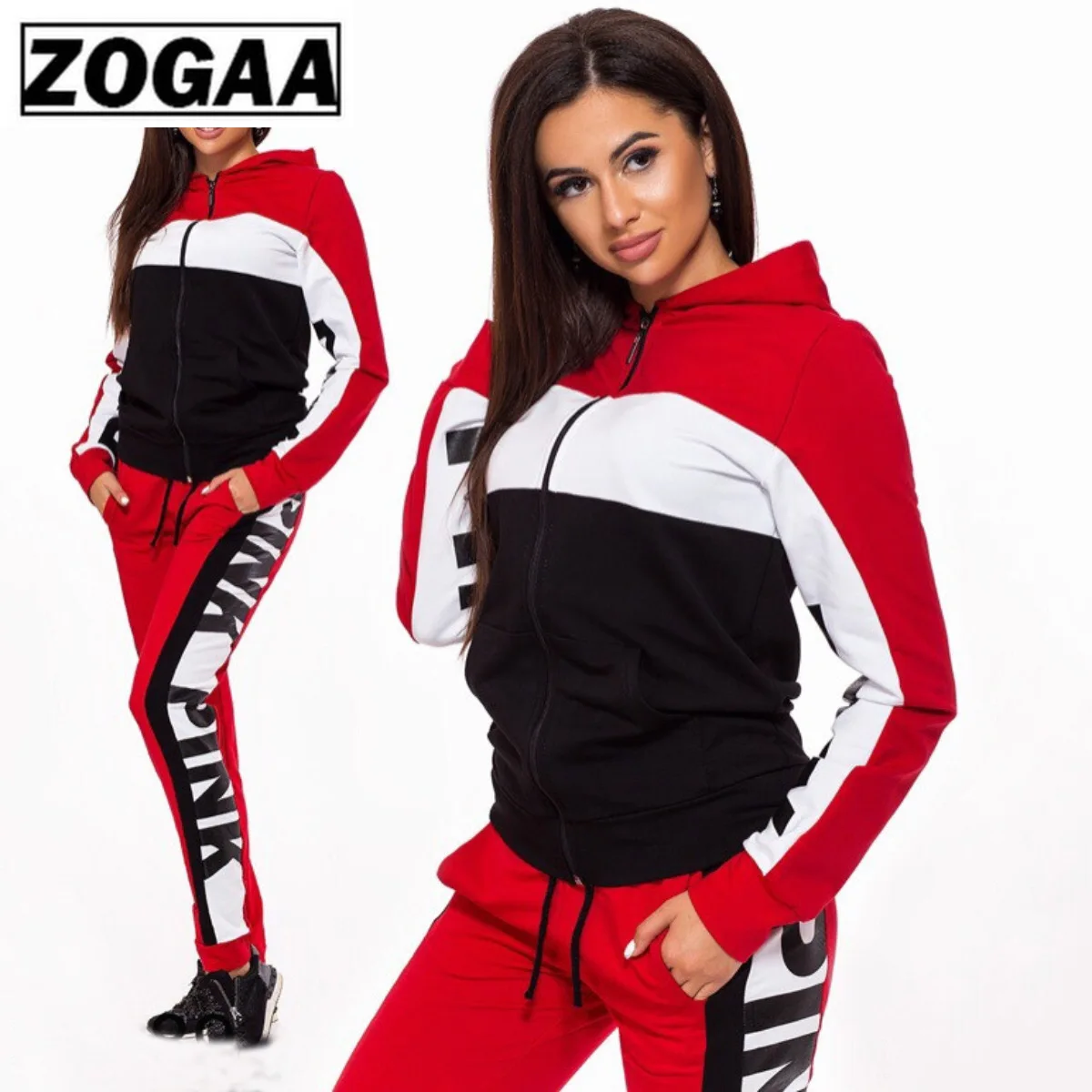 Женские спортивные костюмы ZOGAA высокого качества из хлопка и полиэстера с