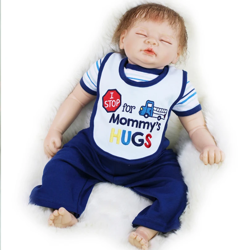 

55cm Silicone Reborn Baby Sleeping Boy Dolls Toy Lifelike For Sale Cheap 22inch Vinyl Newborn Alive Babies Dolls Child Girl Gift