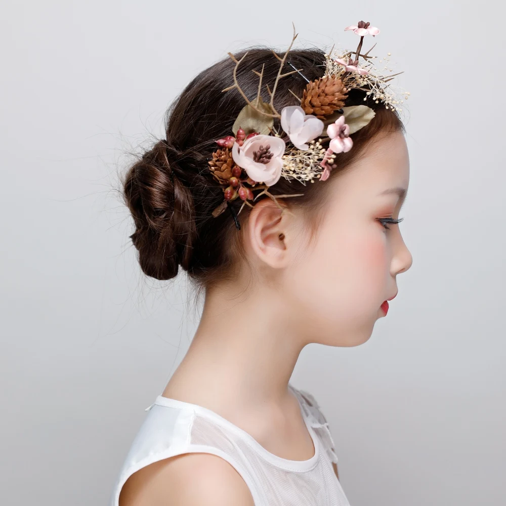 Модные заколки для волос девочек с сушеным цветком ручной работы в Корейском
