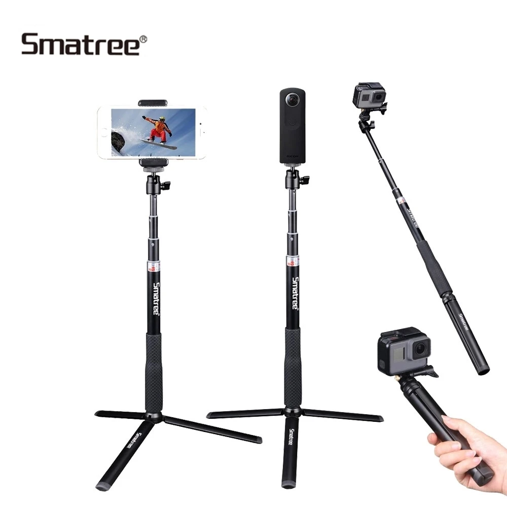 Телескопическая Алюминиевая селфи палка Smatree для экшн камер GoPro Hero SJCAM DJI OSmo с