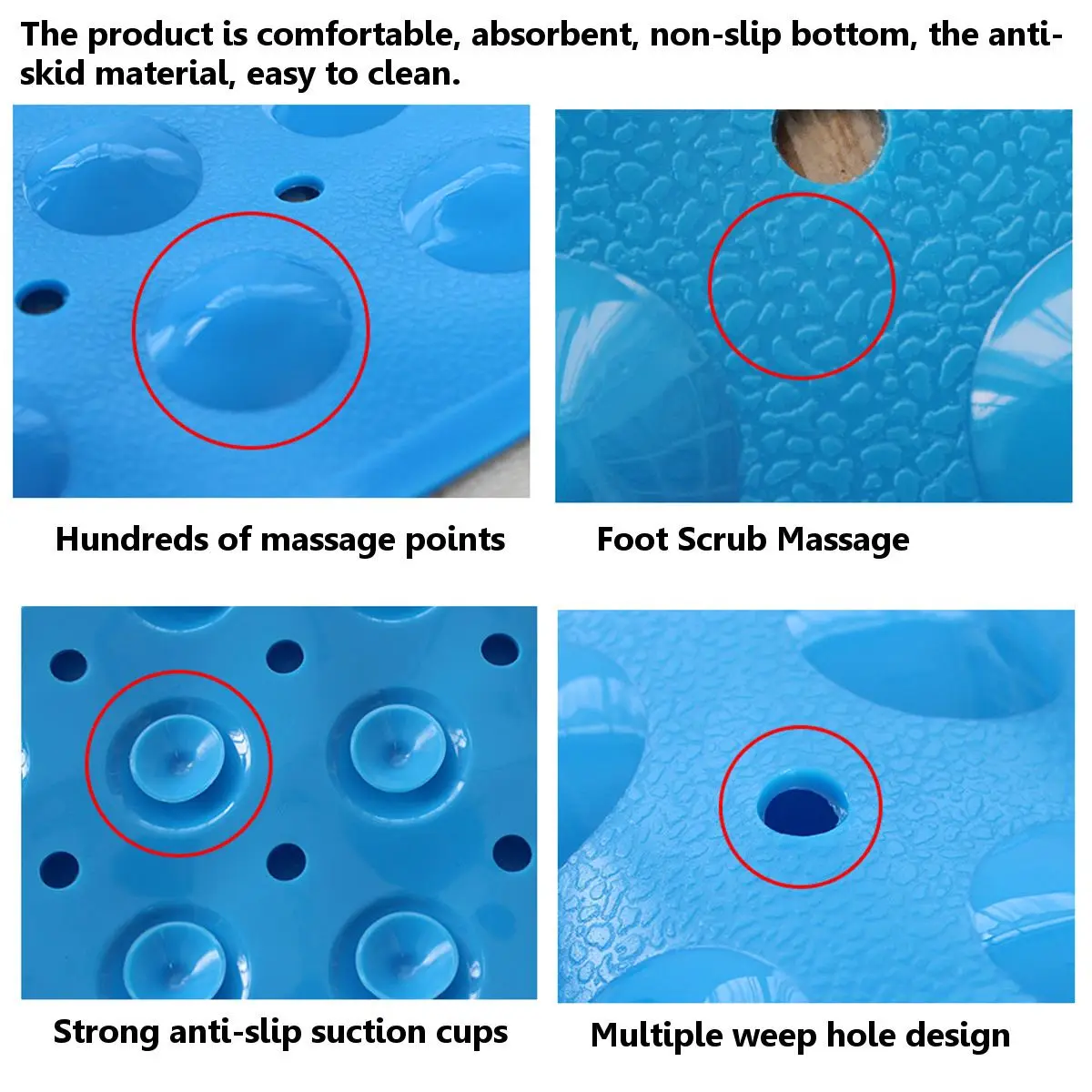 Rectangle 40x100cm PVC Anti-skid Bath Mat Soft Bathroom Massage Mat Suction Cup Non-slip Bathtub Carpet 4 Colors
