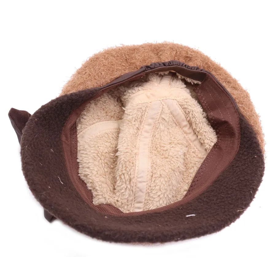 Winter Women Beret Hats Vintage Acrylic Thick Ladies Hat With Cute bow-knot Detachable Casual Female Male Caps 2018 New Arrival |