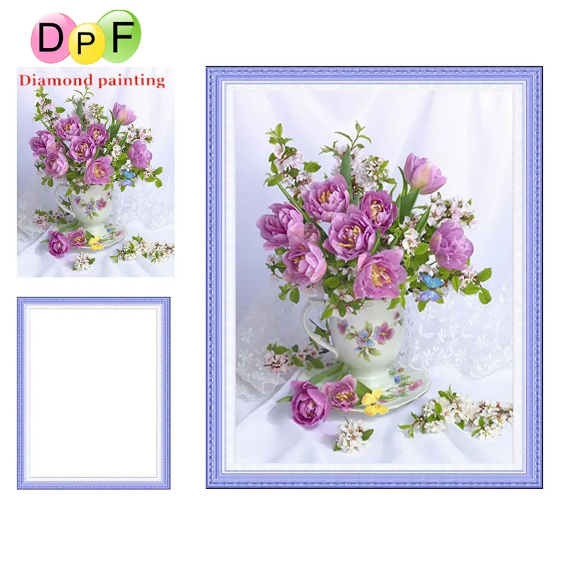 DPF с рамкой алмазная живопись вышивка крестиком любовь роза полная круглая