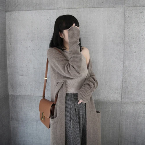 Trendy Women Knitted Sweater Open Stitch Long Cardigan Casual Batwing Sleeve Korean Womens Gardigan Autumn |