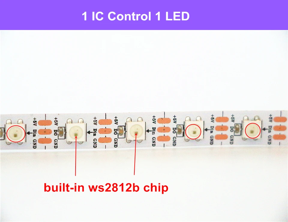 DC5V WS2812B 30/60/144 светодиодов/m Smartled пикселей RGB индивидуально адресуемых светодиодные полосы света черный/белый печатных плат IC WS2812 полосы