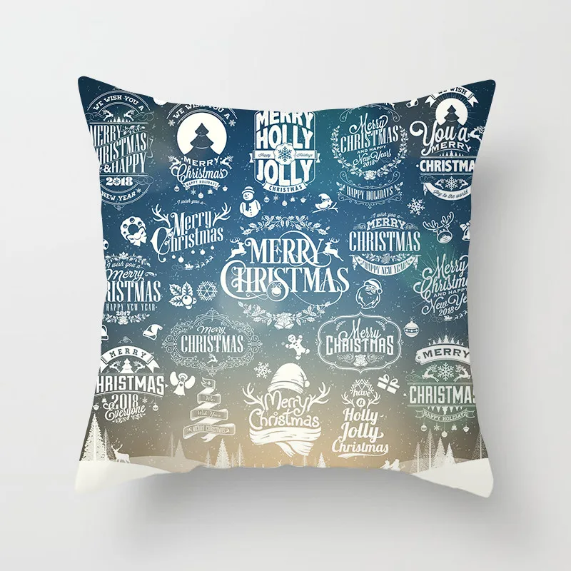 

Fuwatacchi Nordic Blue Style Cushion Cover Christmas Santa Deer Snow Printed Pillow Cover Forest Decorative Pillows For Sofa Car