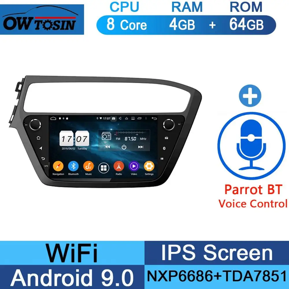 64G Parrot BT " ips 8Core 4+ 64G Android 9,0 автомобильный мультимедийный плеер для hyundai i20 LHD gps Радио DSP CarPlay Parrot BT - Цвет: 64G Parrot BT
