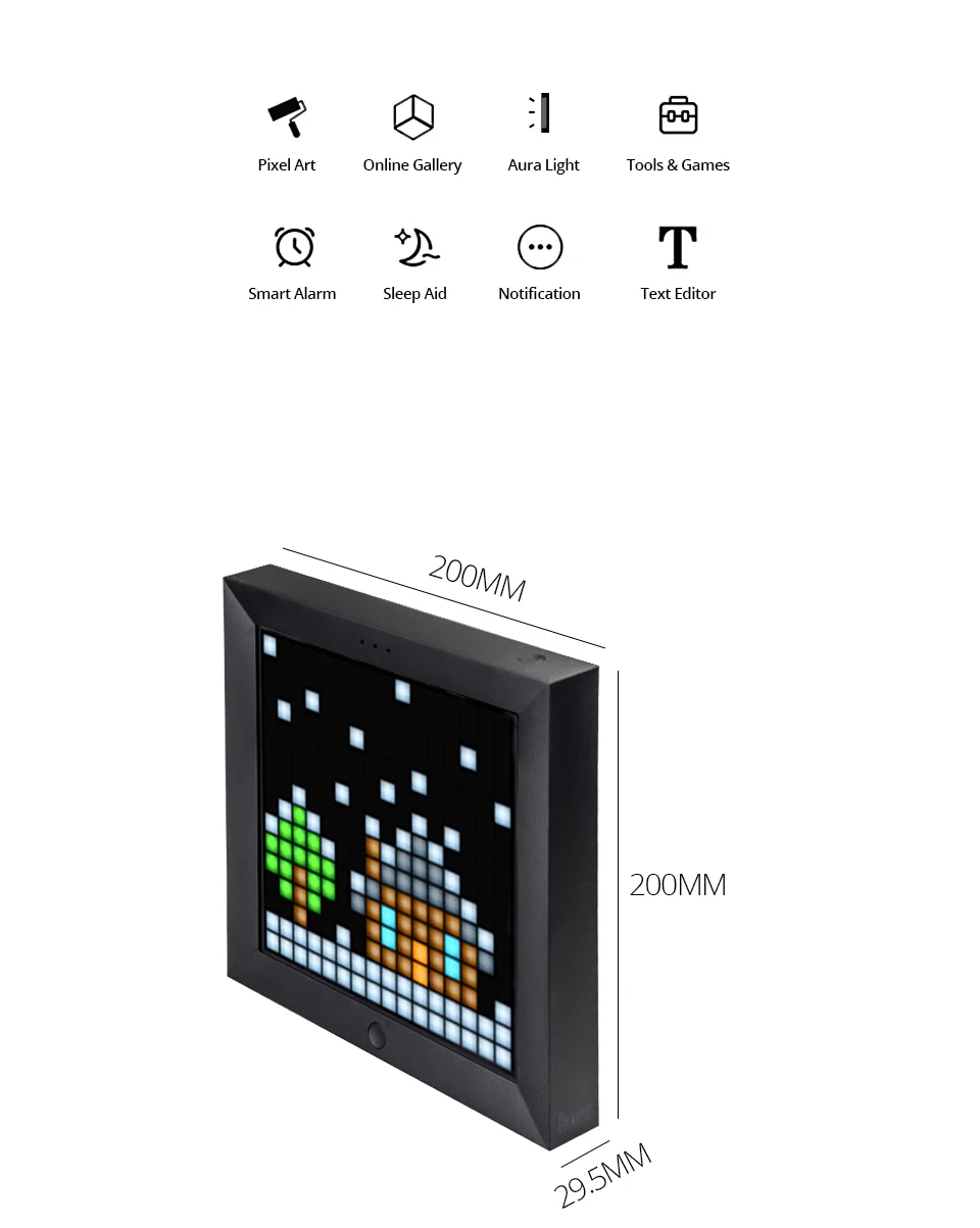 Divoom Pixoo Pixel Art Bluetooth беспроводной светодиодный цифровой панельные часы сигнализация костюм для Android и IOS система управления СВЕТОДИОДНЫЙ с помощью приложения DIY