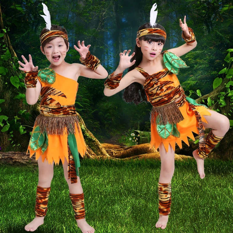 

King Of Children Told Me To Come To Mountaineering Dance Show Indian African Savage Hunter Stage Performance Clothing