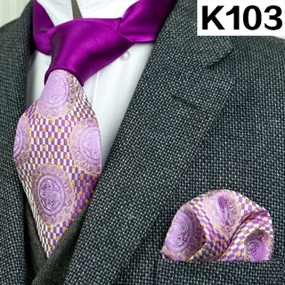 K103set В полоску, в клетку, в горошек, с цветочным узором из мужских галстуков галстуки галстук комплекты платок носовой платок шелковый галстук из жаккардовой ткани - Цвет: K103set