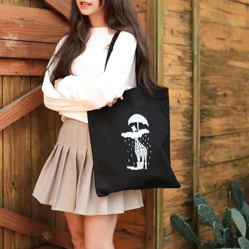 NJ SHOP Корейская Холщовая Сумка с изображением жирафа забавная картина кошелек