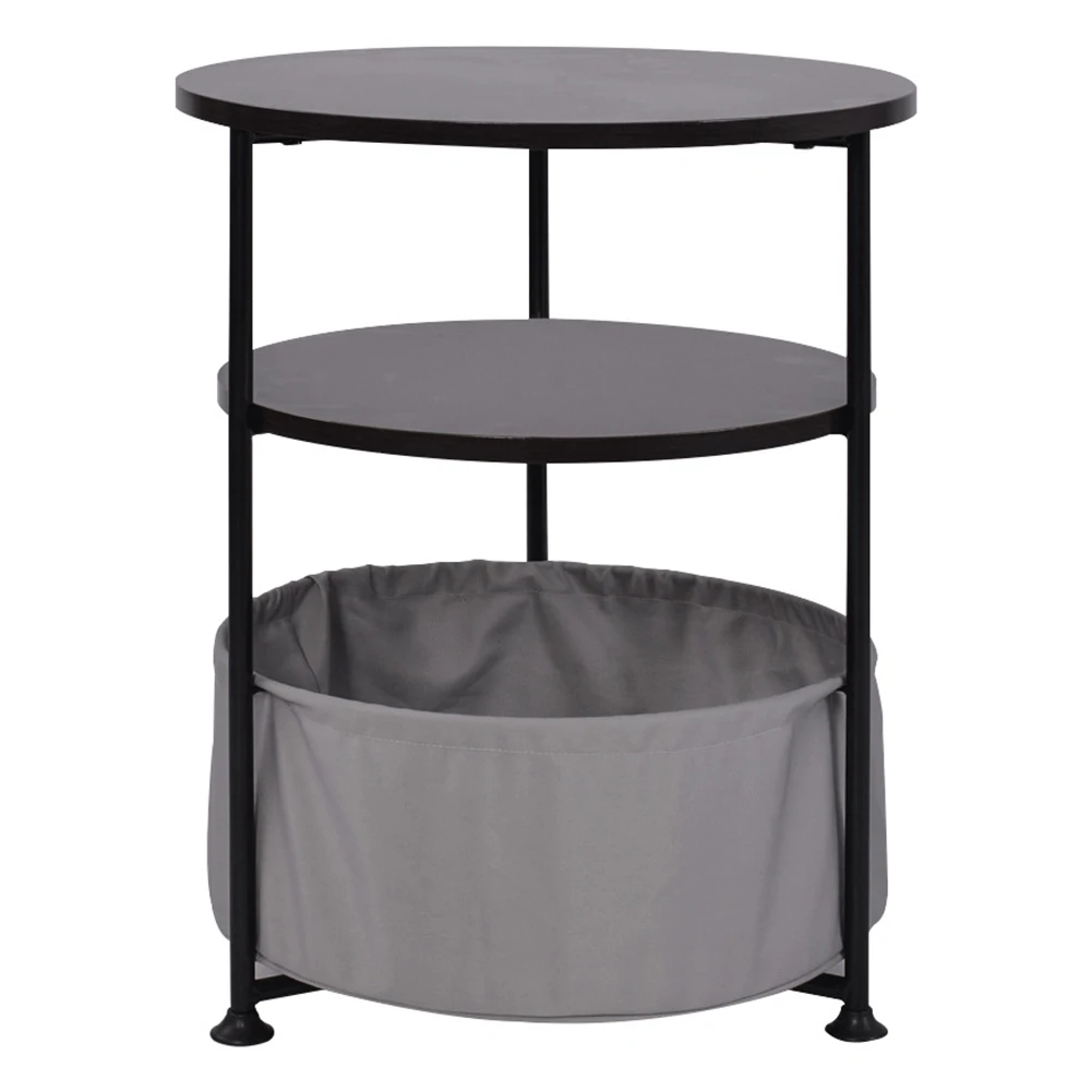Household Movable Round Sofa Side Table with Removeable Storage Bag Coffee Table Tea Table Living Room Bedroom Office Furniture