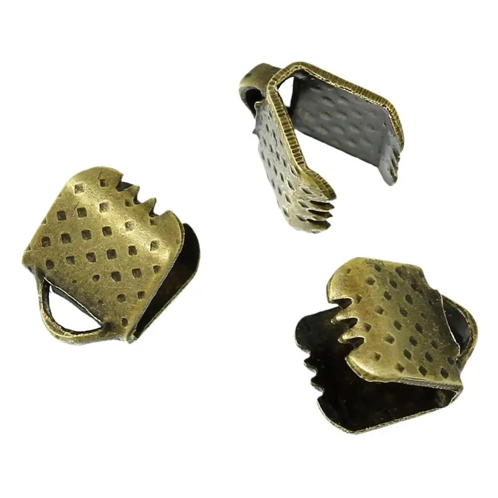 DoreenBeads бронзовый тон текстурированные концевые колпачки Обжимные бусины 6x8 мм