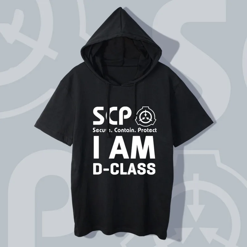 Повседневная футболка с капюшоном для мужчин для аниме SCP Foundation Design косплей для женщин и мужчин s с капюшоном футболки с коротким рукавом топы футболки