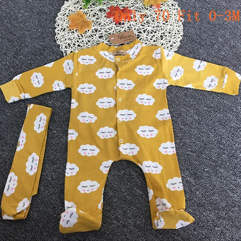 2 шт. для новорожденных детская одежда для девочек Комбинезоны для малышек желтый цвет Улыбка комбинезон+ повязки; одежда Детские Обувь для девочек ползунки для 0-18 м