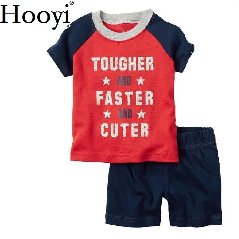 

Hooyi 2018 Summer Baby Boy Clothing Suit Infant Clothes 2-Pieces Sets Summer Cotton Short Sleeve Tee Shirt Pants Sport Suit Soft