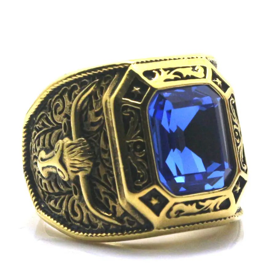 Мужские Мальчики 316L крутое Золотое западное Ковбойское кольцо|ring ring|green stonegreen stone