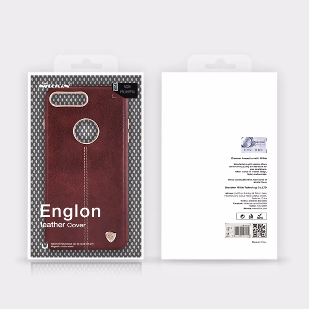 Для iPhone 8 Plus 5," чехол Nillkin Englon, кожаный чехол для сотового телефона, роскошный чехол на заднюю панель для iPhone 8 4,7", чехол из железного листа