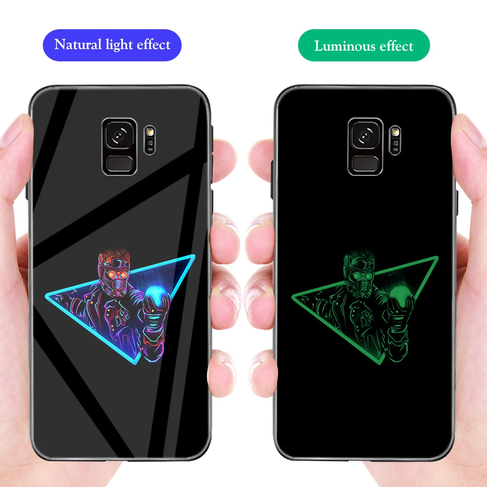 Чехол для телефона ciciber для samsung Galaxy S10 S9 S8 S7 Note 10 9 8 Plus S10e S10+ Edge Марвел Капитан Америк светящееся закаленное стекло - Цвет: WM03790