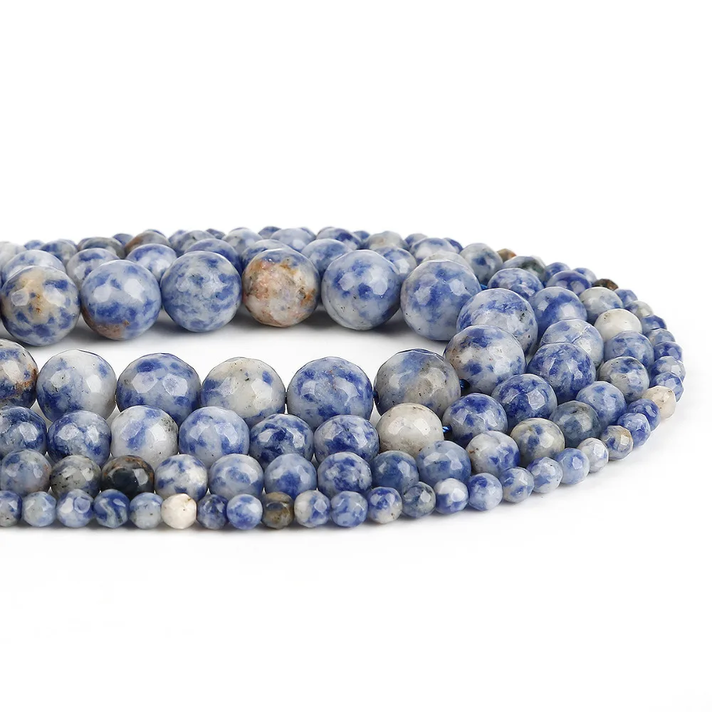 White Dot Sodalite 4/6/8/10mm Faceted Natural Stone Round Ball Beads for DIY Necklace Bracelet Earring Jewelry Making Findings | Украшения