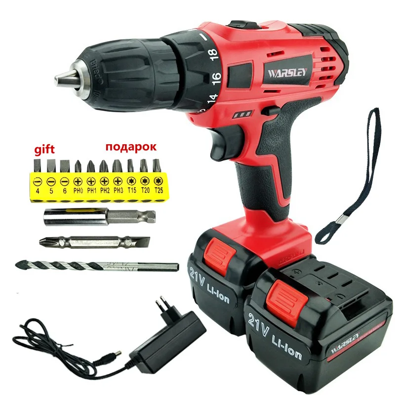 Беспроводной Перезаряжаемый шуруповерт 21 в литий ионный крутящий момент