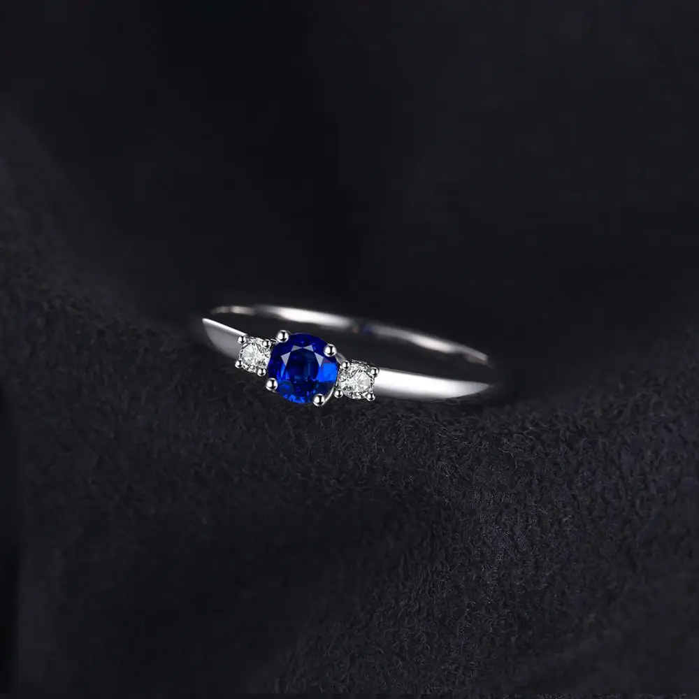 Jewelrypalace классический 0.5ct круглый создан сапфир 3 Камни Обручение обещание кольцо стерлингового серебра 925 Кольца для Для женщин