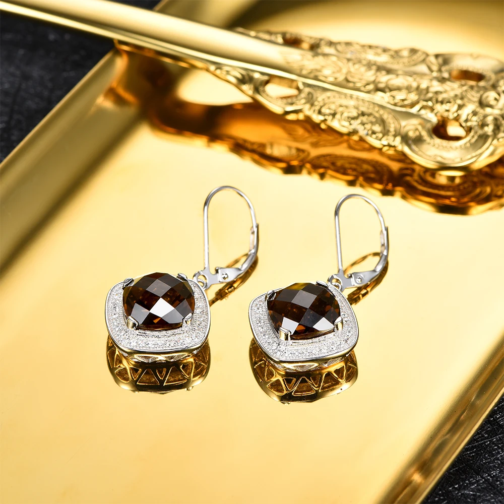 L & zuan 8 66ct Роскошные висячие серьги из натурального дымчатого кварца серебряные с