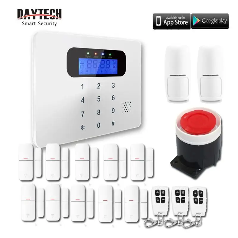 GSM03-Kit4 DAYTECH Беспроводная GSM сигнализация комплект Детектор движения датчик охранная сигнализация система домашней безопасности аудио/домофон управление приложением - Цвет: GSM03-Kit4