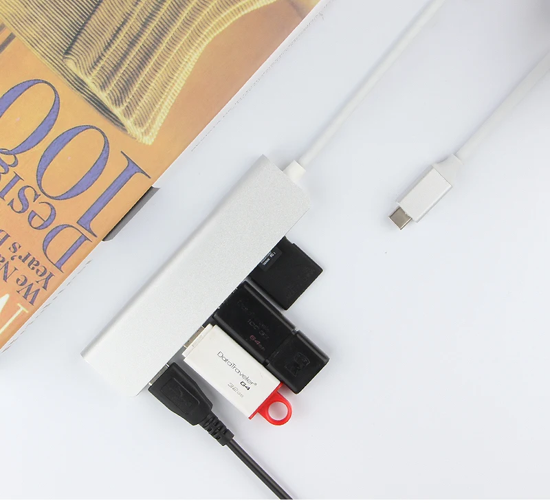 5-в-1 Тип C концентратор USB Мульти USB C адаптер USB 3,0 разветвитель 3 Порты и разъёмы кард-ридер для Xiaomi Mi Тетрадь Air 12,5 13," ноутбуки USB-C