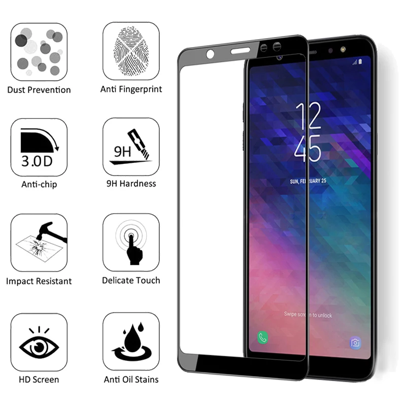 3D защитное стекло на samsung A6 J6 Plus полное покрытие Защитная закаленная пленка для Galaxy A7 J8 A750 Защитное стекло для экрана