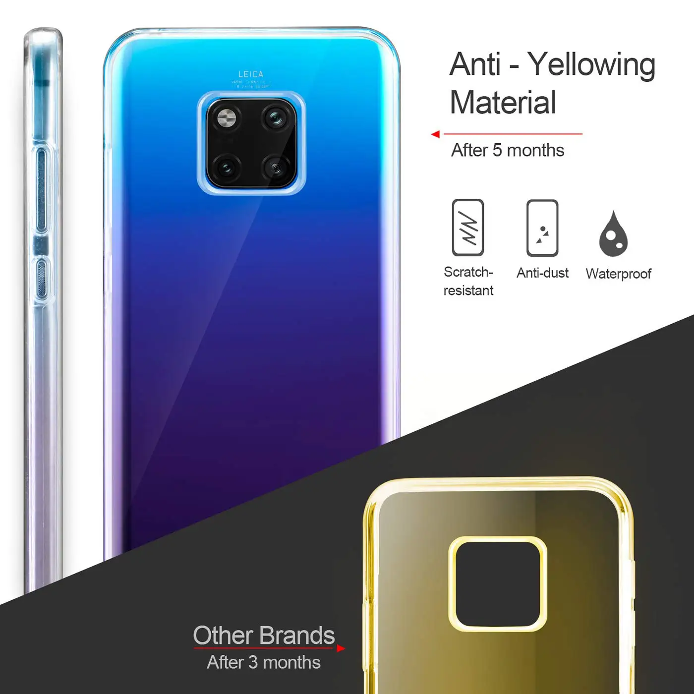 TPU+PET for Huawei Nova 3i P Smart Plus P20 Pro Mate 20 Lite Dropproof Soft Silicone Cover 360 Full Body Protect Clear Case |