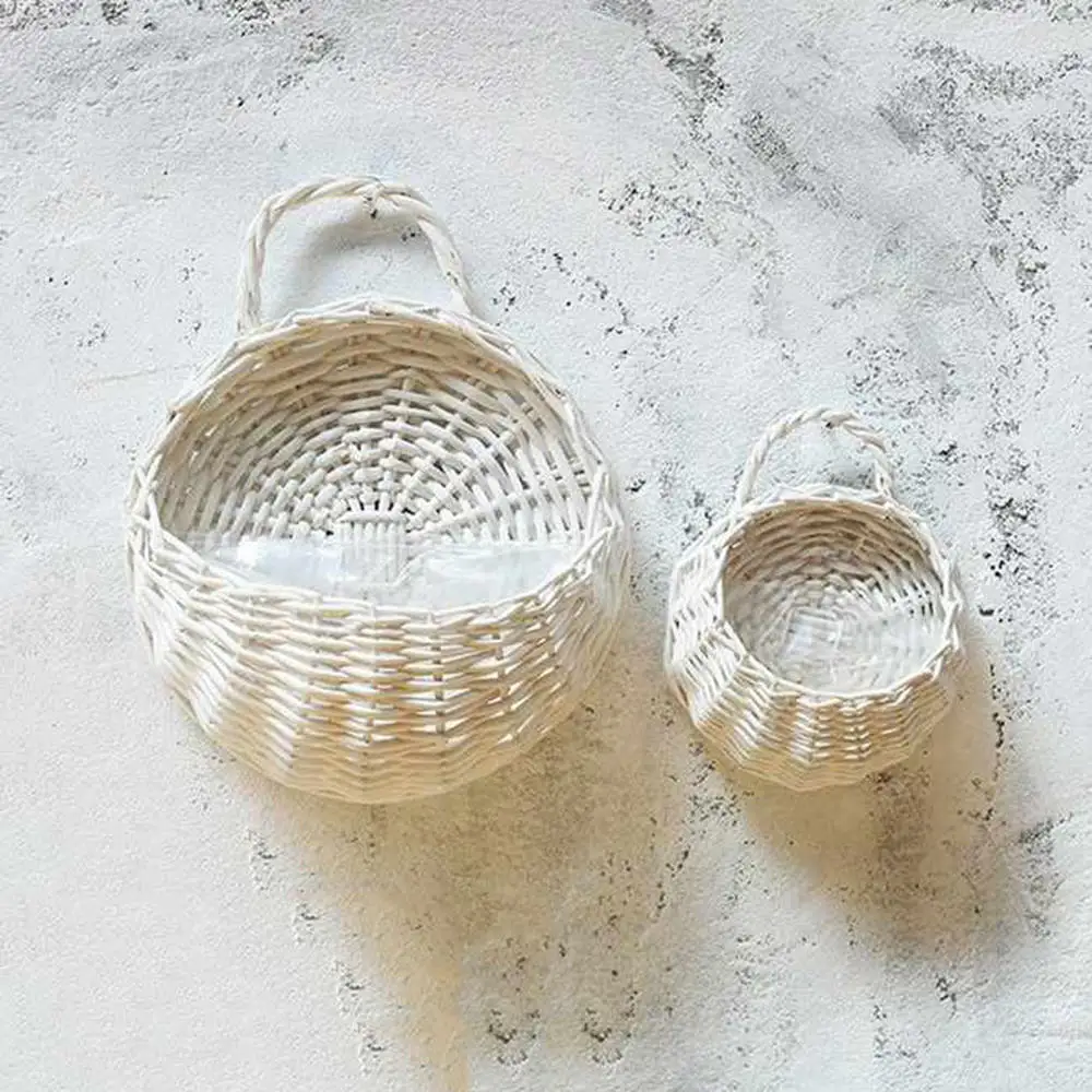 Creative Hand Made Wicker Rattan Flower Basket bamboo Green vine Pot Planter Hanging Vase Container Wall Home Decor | Дом и сад