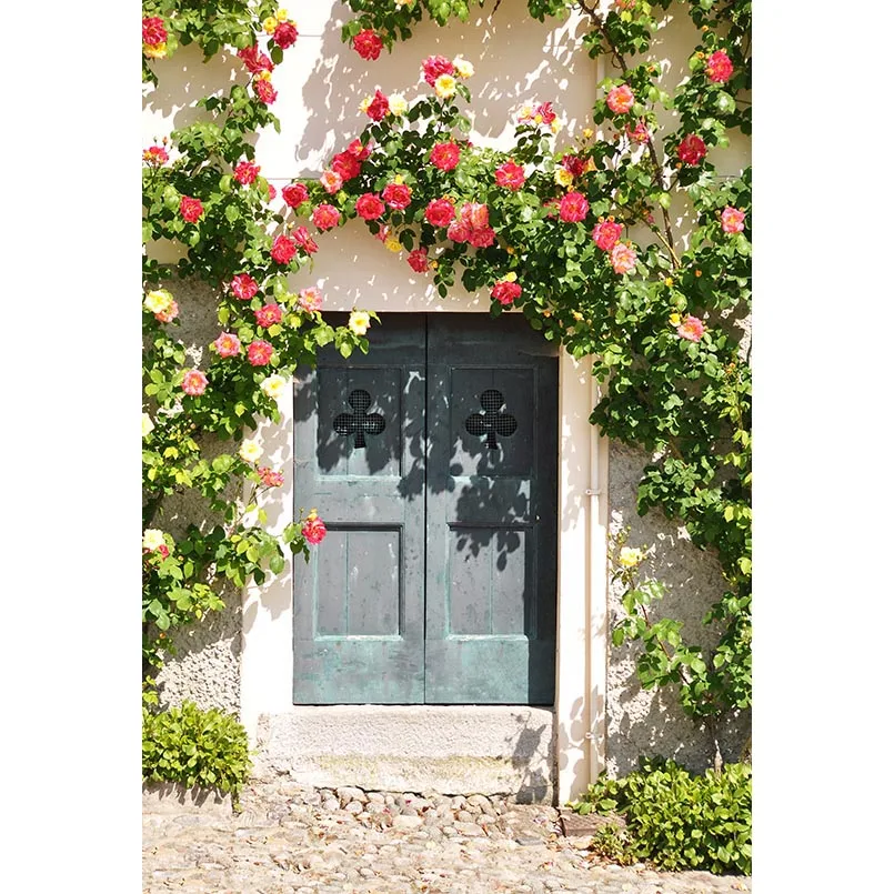 

5x7ft Green Branch Wood Door House Washable One Piece No Wrinkle Banner Photo Studio Background Backdrop Polyester Fabric